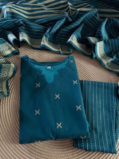 Woven Grace - Salwar Set with Striped Dupatta