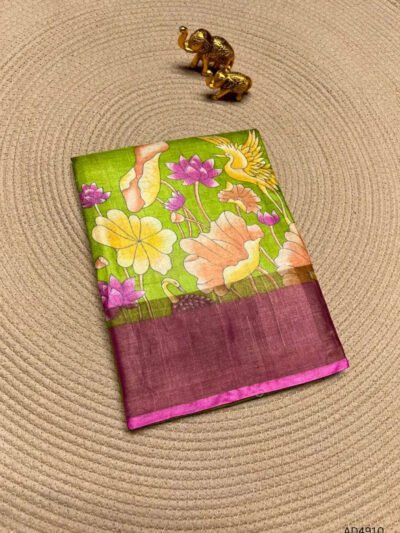 Green & Pink - Pure Desi Tussar Saree
