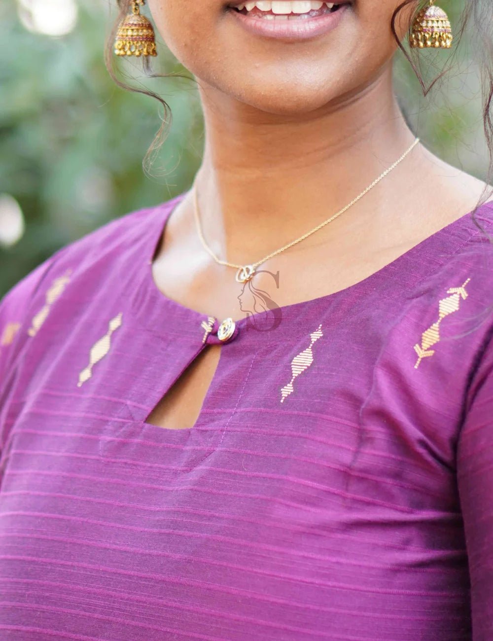 Purple & Gold Kurti Set (Without Dupatta) - Image 2